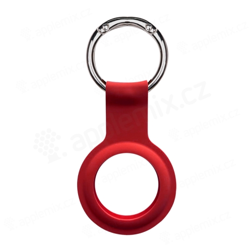 Kryt / obal DEVIA pre Apple AirTag - kovový krúžok - silikónový - červený
