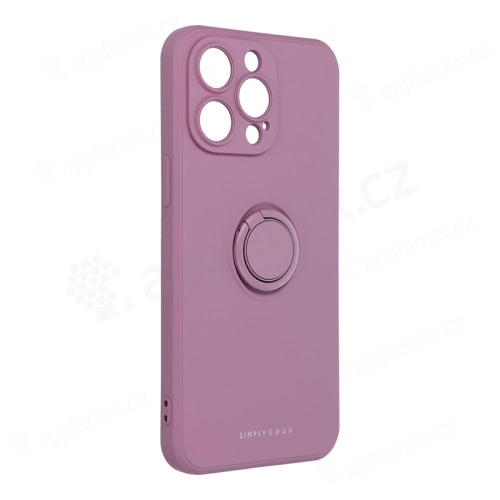 Kryt ROAR Amber pro Apple iPhone 14 Pro Max - příjemný na dotek - stojánek - gumový - fialový