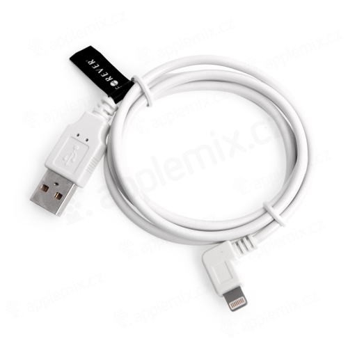 Synchronizačný a nabíjací kábel Lightning FOREVER pre Apple iPhone / iPad / iPod - lomený - biely - dĺžka 1 m