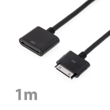 Prodlužovací kabel s 30-pin konektory pro Apple iPhone / iPad / iPod - černý - 1m