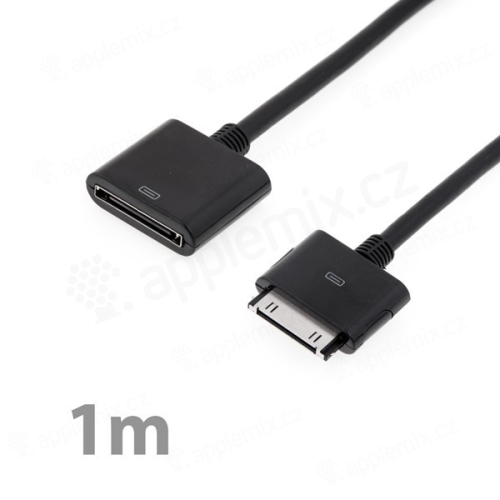 Predlžovací kábel s 30-pinovými konektormi pre Apple iPhone / iPad / iPod - čierny - 1 m