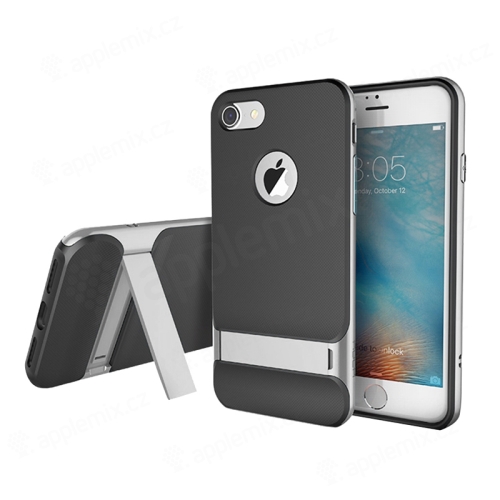 Kryt ROCK Royce pro Apple iPhone 7 / 8 gumový / šedý plastový rámeček - černý