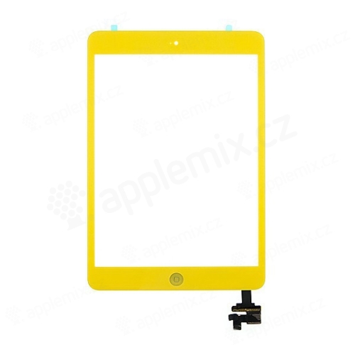 Dotykové sklo (digi displej) + konektor IC a flex s tlačidlom Home Button pre Apple iPad mini / mini 2 (Retina) - žlté