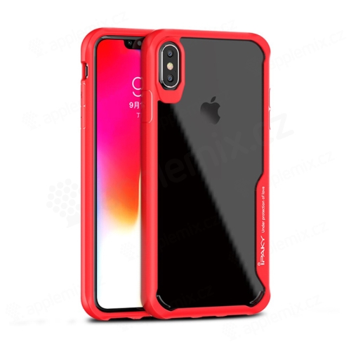 Kryt IPAKY pre Apple iPhone Xs Max - plast / guma - priehľadný / červený