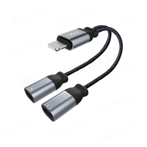 Adaptér Lightning XO na 2x Lightning - pre Apple iPhone - 10 cm - čierny/sivý