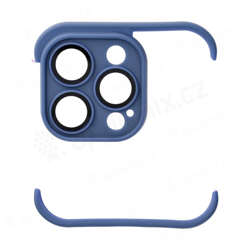 Nárazník / mini rámček pre Apple iPhone 14 Pro + tvrdené sklo na objektív fotoaparátu - silikónové - modré