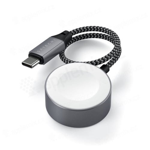 Magnetický nabíjecí kabel SATECHI - USB-C pro Apple Watch - 20cm - tkanička - černý / šedý