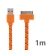 Synchronizační a nabíjecí kabel s 30pin konektorem pro Apple iPhone / iPad / iPod - tkanička - plochý oranžový - 1m