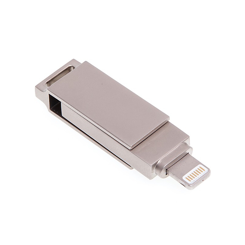 Flash disk 32 GB 2v1 pro Apple iPhone a další zařízení - Lightning / USB / USB-A - kovový - stříbrný