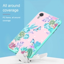 Kryt NILLKIN pro Apple iPhone Xr - gumový / skleněný - motýli a květiny - zelený