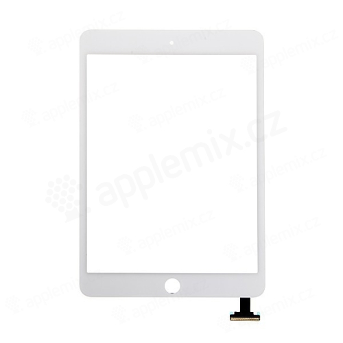 Přední dotykové sklo (touch screen) pro Apple iPad mini 3 bez IC konektoru - bílé