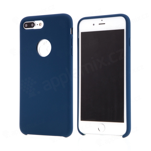 Kryt pro Apple iPhone 7 Plus - gumový - příjemný na dotek - výřez pro logo - tmavě modrý