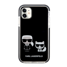 Kryt KARL LAGERFELD pro Apple iPhone 11 / Xr - Karl a Choupette - plastový / gumový - černý