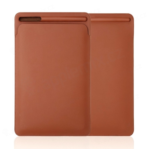 Puzdro/kryt pre Apple iPad veľkosti 9,7" / 10,2" / 10,5" - vrecko na Apple Pencil - umelá koža - hnedé