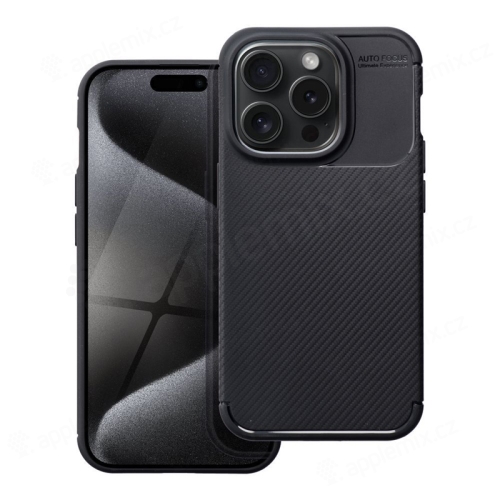 Kryt pro Apple iPhone 15 Pro - karbonová textura - gumový - černý