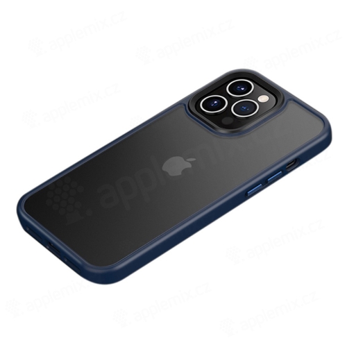 Kryt MOCOLO pre Apple iPhone 13 - plast / guma - priesvitný čierny / modrý rám