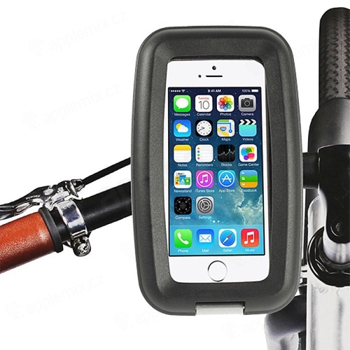Puzdro + držiak na bicykel / motocykel pre Apple iPhone 4 / 4S / 5 / 5C / 5S / SE - Vodotesné čierne