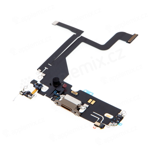 Napájací a dátový konektor s flex káblom + mikrofóny pre Apple iPhone 13 Pro - zlatý - kvalita A+