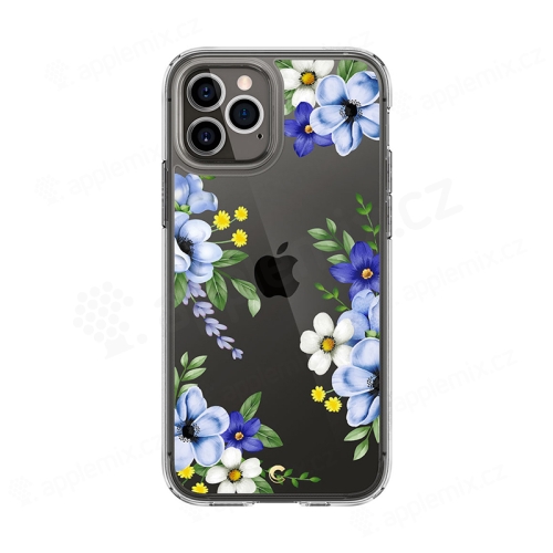 Kryt SPIGEN Cecile pro Apple iPhone 12 / 12 Pro - plastový / gumový - modré květy