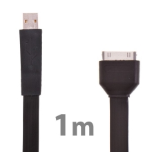 Plochý synchronizační a nabíjecí USB kabel pro Apple iPhone / iPad / iPod - černý