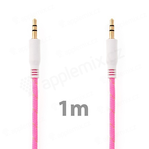 Audio kábel jack 3,5 mm pre Apple iPhone / iPad / iPod a iné zariadenia - čipka - ružový - 1 m