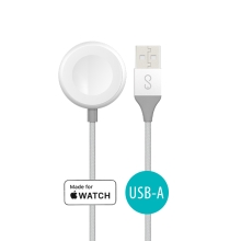 Magnetický nabíjecí kabel EPICO pro Apple Watch - MFi certifikovaný - USB-A - tkanička - 1,2m - stříbrný