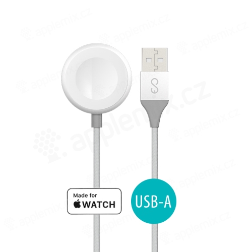 EPICO Magnetický nabíjací kábel pre Apple Watch - Certifikát MFi - USB-A - Šnúrka - 1,2 m - Strieborná