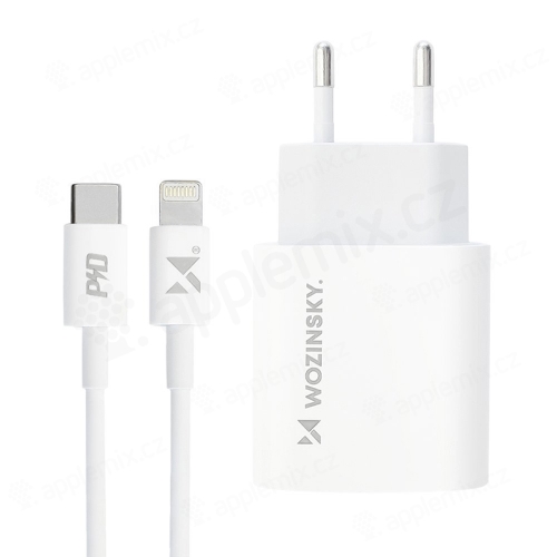 20W nabíjacia súprava 2v1 WOZINSKY pre zariadenia Apple - EÚ adaptér a kábel USB-C/Lightning - biela