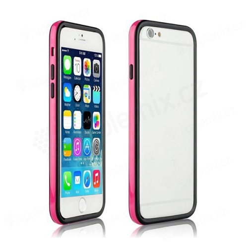 Ochranný plasto-gumový rámeček / bumper pro Apple iPhone 6 - růžovo-černý