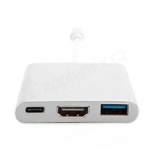 Redukce / adaptér / hub USB-C na USB-C + USB 3.0 OTG + HDMI - stříbrná