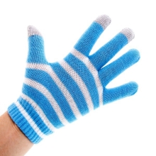 Rukavice pro ovládání dotykových zařízení - pruhované modro-bílé