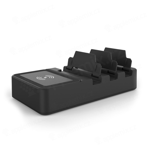Nabíjecí stanice / nabíječka - 3x USB-A port 2,4A + Qi nabíječka / nabíjecí podložka + EU adaptér