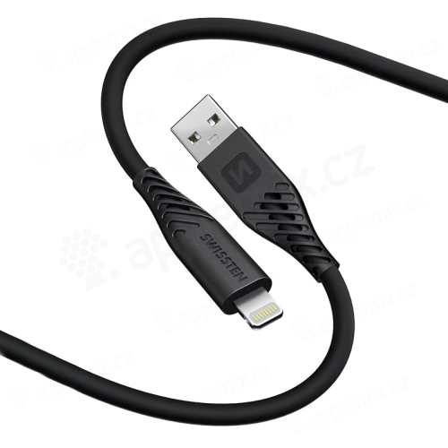 Synchronizační a nabíjecí kabel SWISSTEN Soft Silicone - USB-A / Lightning - 1,5m - černý