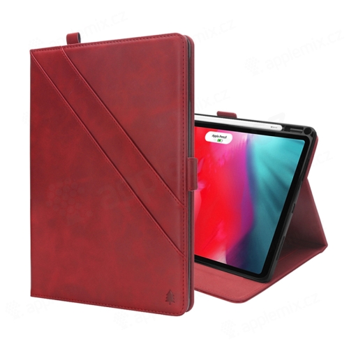 Puzdro pre Apple iPad Pro 12,9" (2018) - priehradka na dokumenty + stojan - umelá koža - červené