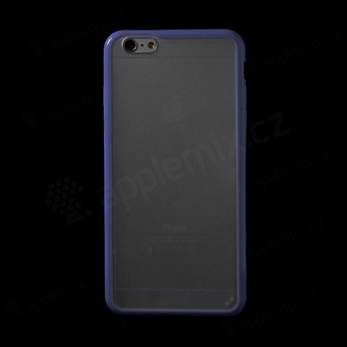 Kryt pre Apple iPhone 6 Plus / 6S Plus z plastu a gumy - matný priehľadný s fialovým rámom