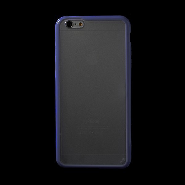 Kryt pro Apple iPhone 6 Plus / 6S Plus plasto-gumový - matný průhledný s fialovým rámečkem