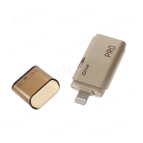 Čtečka karet iDrive micro SD / MFi certifikovaná - Lightning konektor - zlatá