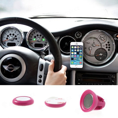 Univerzální magnetický držák do automobilu s přichycením na ventilační mřížku pro Apple iPhone a další zařízení - růžový