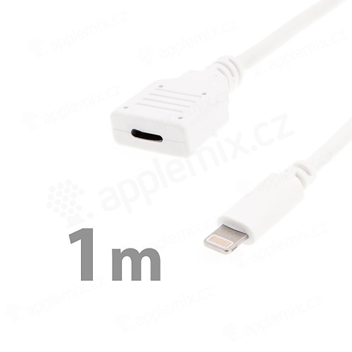 Predlžovací kábel Lightning samec/samička pre Apple iPhone/iPad/iPod - 1 m - biely