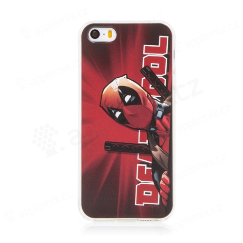 Kryt MARVEL pre Apple iPhone 5 / 5S / SE - gumový - Deadpool - červený