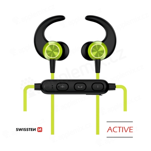 Sluchátka SWISSTEN Active - bezdrátová - Bluetooth 4.2 - mikrofon + ovládání - limetková