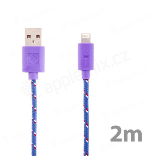 Synchronizační a nabíjecí kabel Lightning pro Apple iPhone / iPad / iPod - tkanička - fialový - 2m