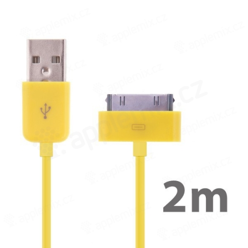 Synchronizační a nabíjecí USB kabel pro Apple iPhone / iPad / iPod – 2m žlutý