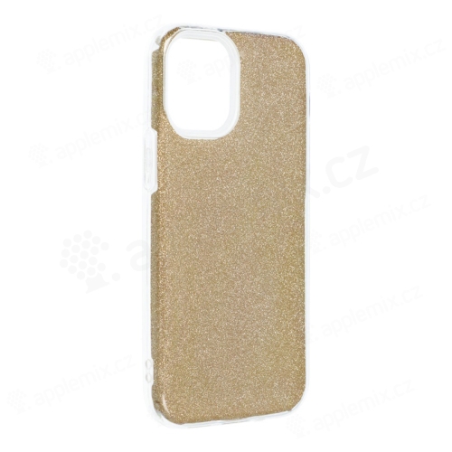 Kryt FORCELL Shining pre Apple iPhone 12 / 12 Pro - plast / guma - zlatý