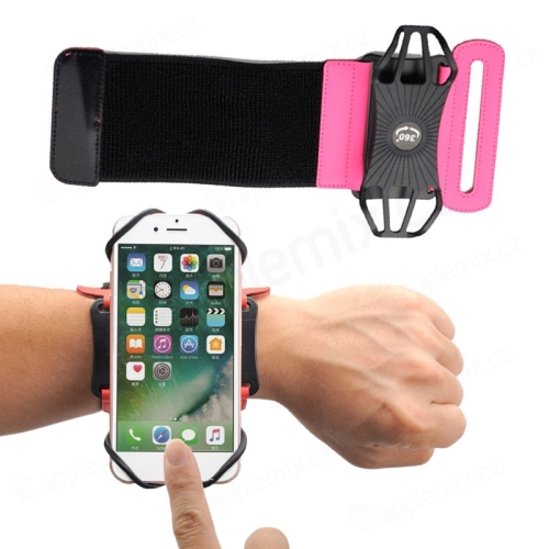 Športové puzdro pre Apple iPhone - držiak na ruku - látka / silikón - ružové