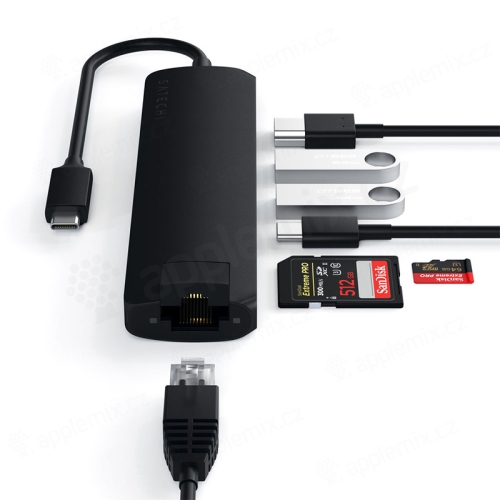 Dokovací stanice / hub SATECHI pro Apple MacBook - USB-C na USB-C + 2x USB-A + HDMI + ethernet - černá