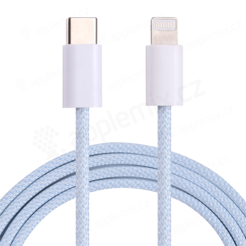 Synchronizačný a nabíjací kábel - USB-C - Lightning pre zariadenia Apple - Šnúrka - 1 m - Modrá