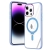 Kryt pre Apple iPhone 14 Pro - podpora MagSafe / stojan - plast / guma - priehľadný / modrý