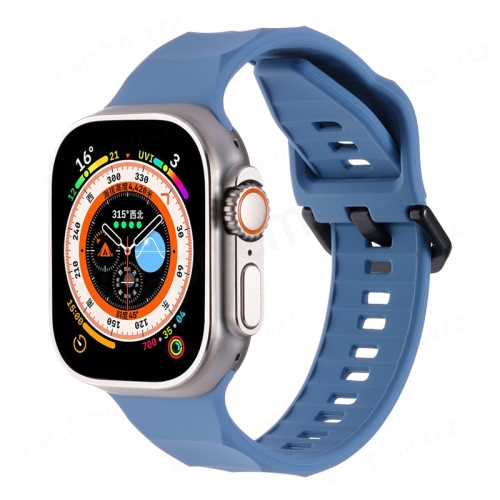Řemínek pro Apple Watch Ultra 49mm / 45mm / 44mm / 42mm - vlnkový - silikonový - modrošedý