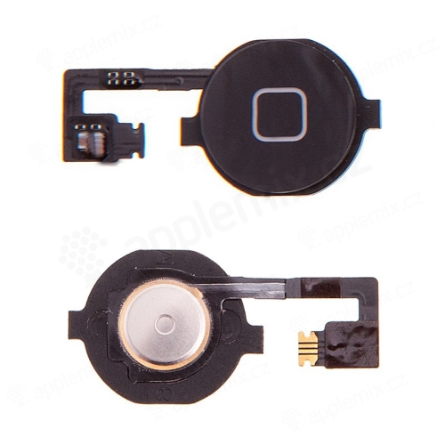 Obvod tlačidla Domov + pripojovací flex + tlačidlo Domov pre Apple iPhone 4 - Čierny
